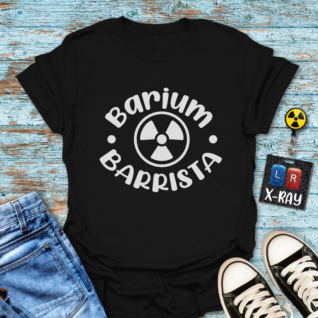 "Barium Barista" T-Shirt – Mixing Contrast and Caffeine Like a Pro