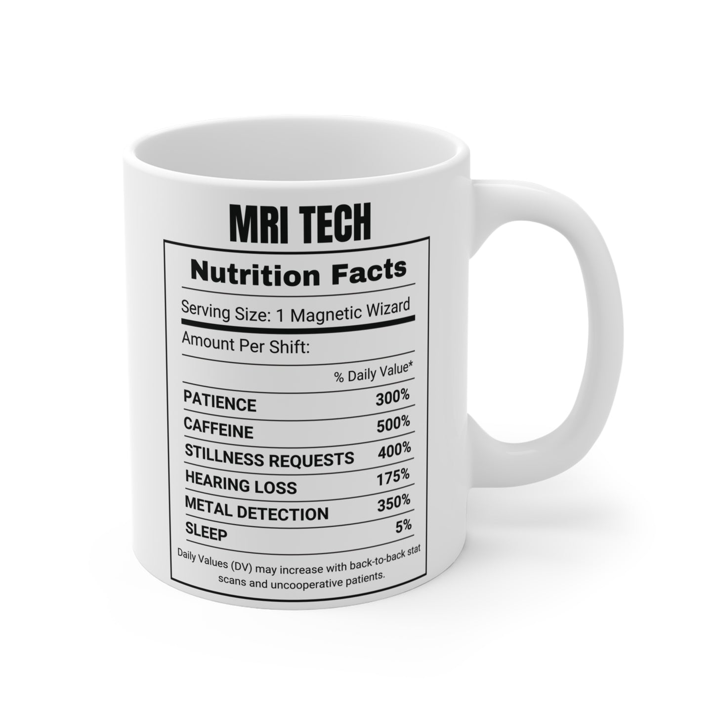 "MRI Nutrition Facts" Mug