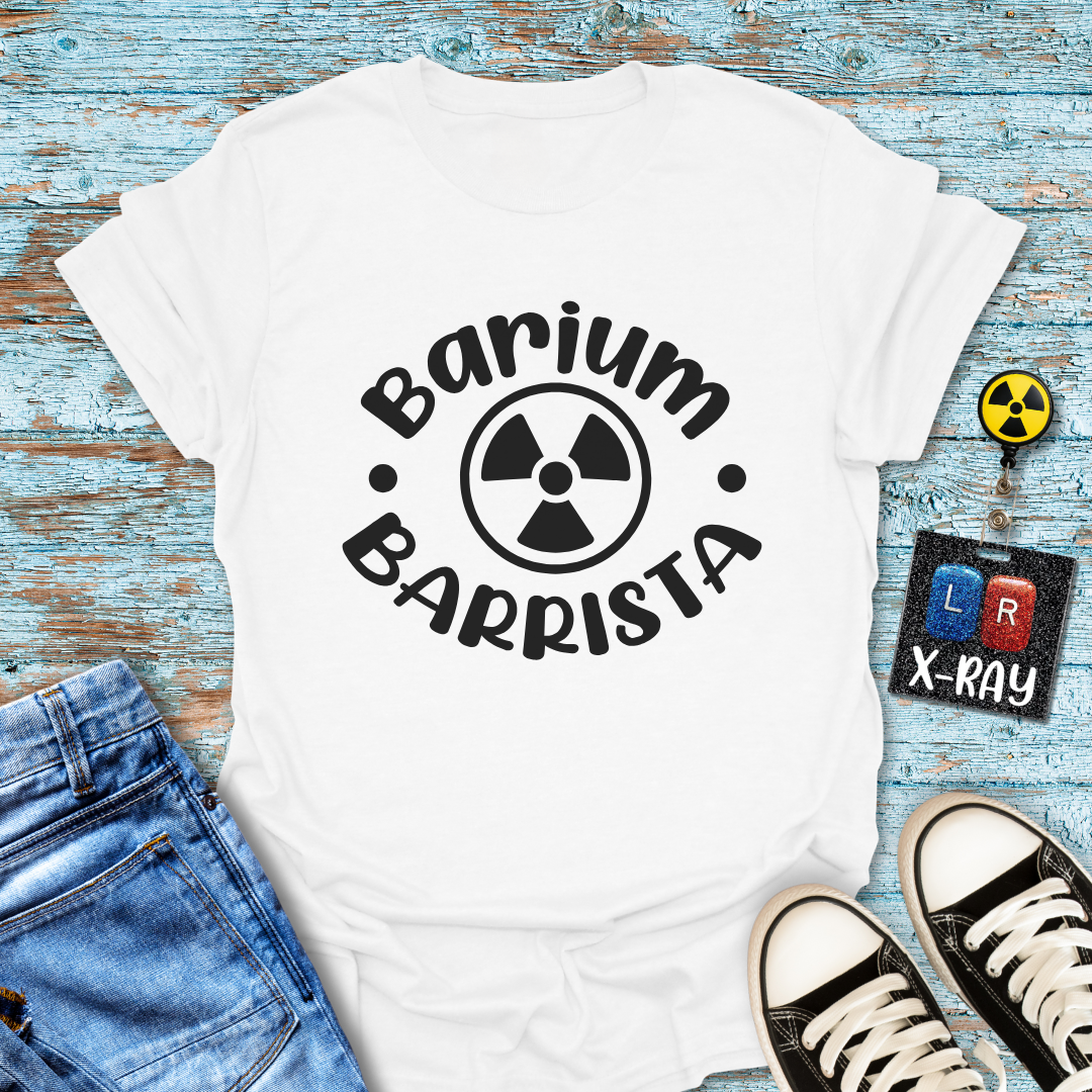 "Barium Barista" T-Shirt – Mixing Contrast and Caffeine Like a Pro