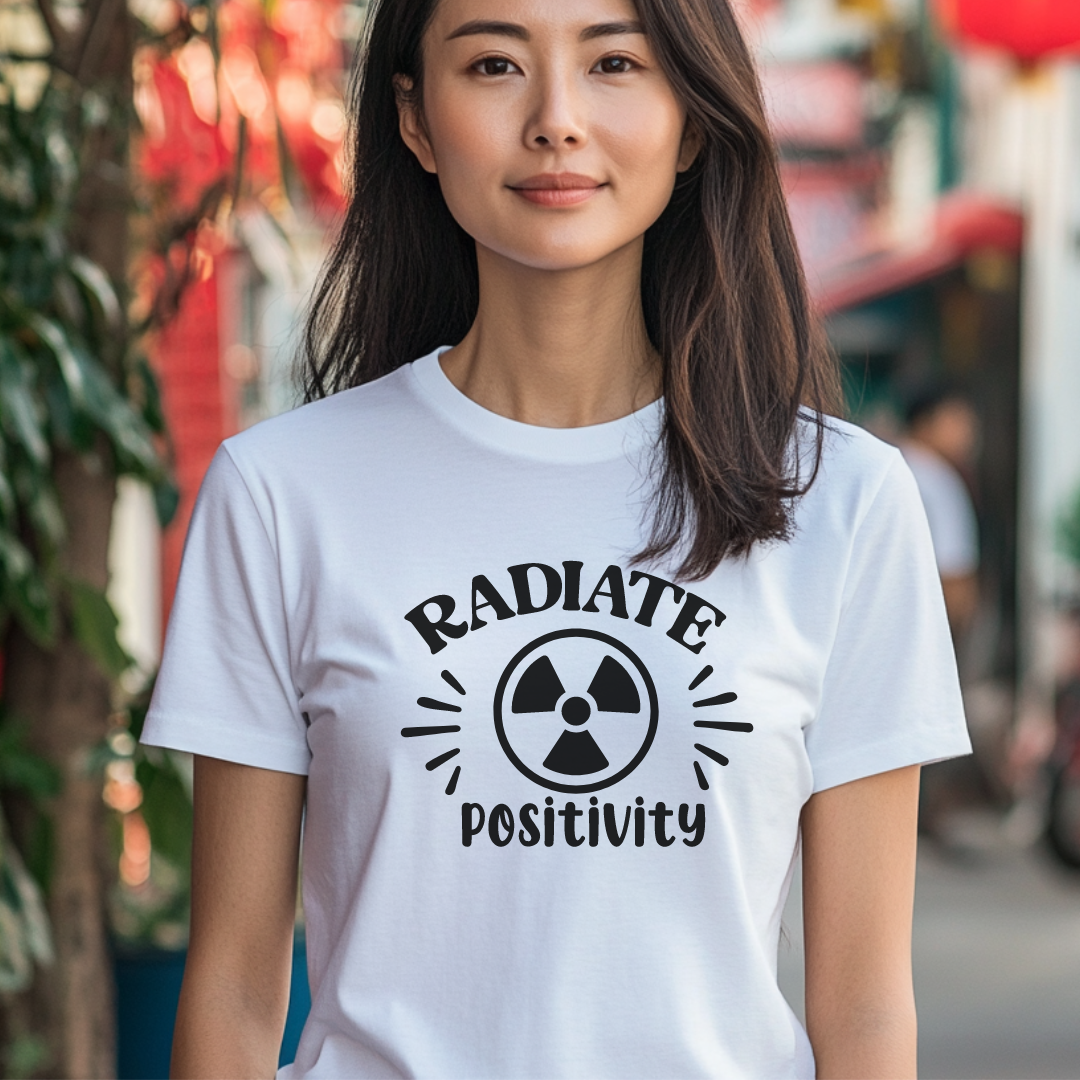 "Radiate Positivity" T-Shirt – Brightening the Room, One Scan at a Time