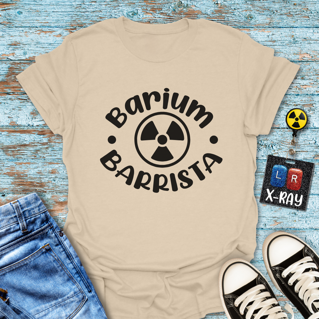 "Barium Barista" T-Shirt – Mixing Contrast and Caffeine Like a Pro