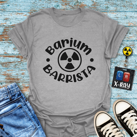 "Barium Barista" T-Shirt – Mixing Contrast and Caffeine Like a Pro