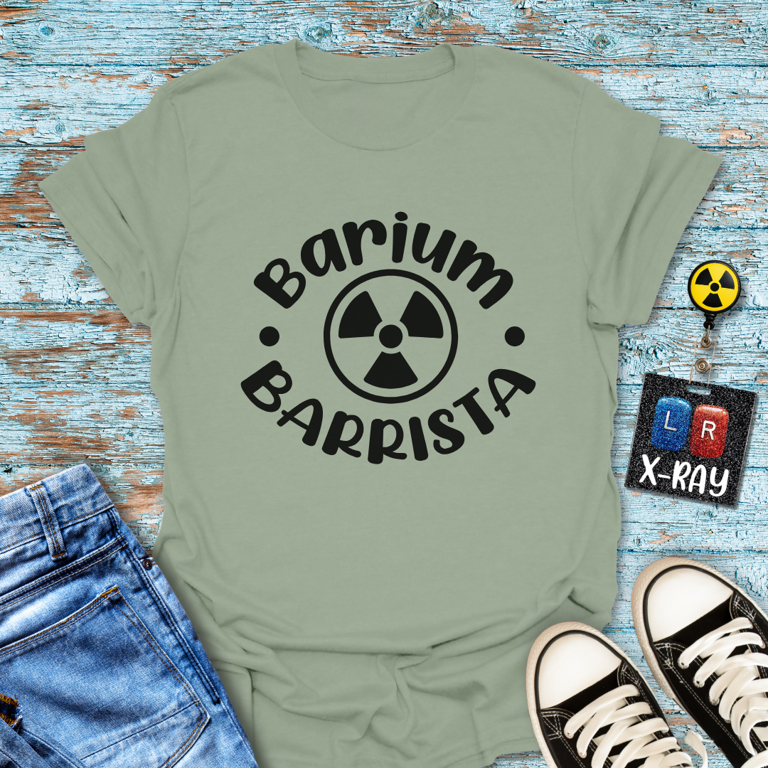 "Barium Barista" T-Shirt – Mixing Contrast and Caffeine Like a Pro