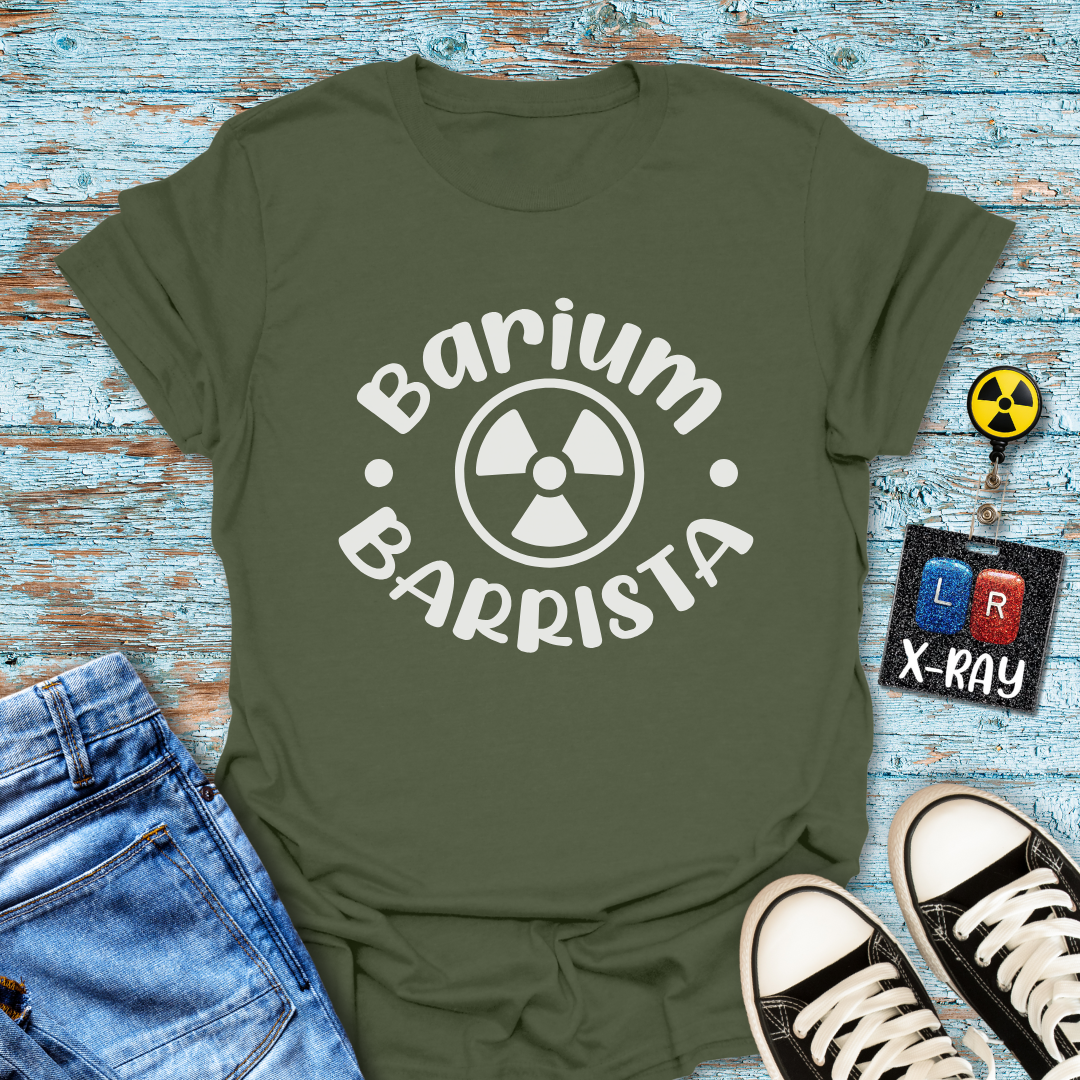"Barium Barista" T-Shirt – Mixing Contrast and Caffeine Like a Pro
