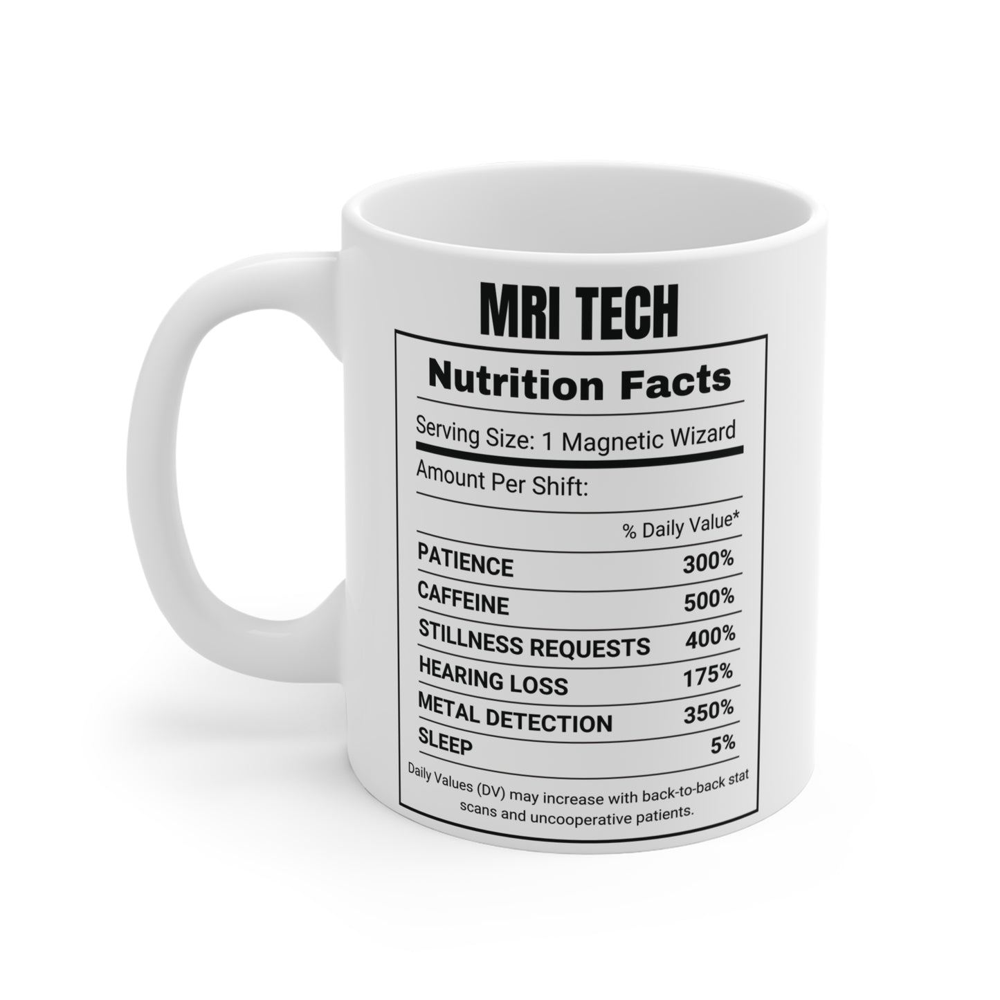 "MRI Nutrition Facts" Mug